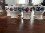 6 Boerenbont Eierdopjes, Huis en Inrichting, Keuken | Servies, Gebruikt, Overige typen, Ophalen of Verzenden, Aardewerk
