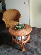 Rieten Stoel met Tafeltje, Huis en Inrichting, Stoelen, Ophalen, Bruin, Eén