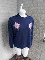 Donkerblauwe trui met bloem detail van H&M maat L, H&M, Blauw, Maat 42/44 (L), Ophalen of Verzenden