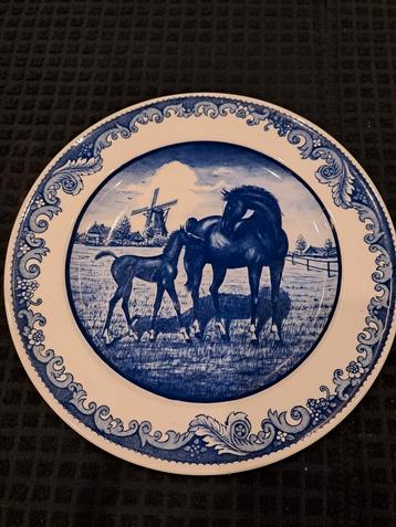 Delfts Blauw Bord - Paarden en Molen - 25cm beschikbaar voor biedingen