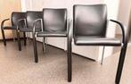 4 Leolux eetkamerstoelen type Cimaronne, Huis en Inrichting, Gebruikt, Zwart, Leer, Ophalen of Verzenden