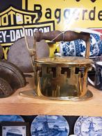 Antiek messing strijkijzer met houten handvat, Antiek en Kunst, Ophalen, Brons