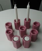 WAXINELICHTJES EN KANDELAAR OUDROZE 6 HOEKIG 8 STUKS, -, -, Nieuw, Ophalen of Verzenden