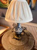 Antieke Tafellamp Blauw-Wit Keramiek Messing, Ophalen of Verzenden