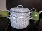 grote grijs gewolkte emaille stoompan, Antiek en Kunst, Antiek | Emaille, Ophalen of Verzenden