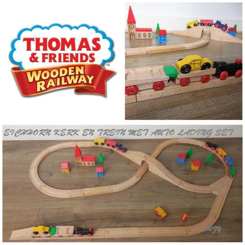 Eichhorn Kerk en Trein met Auto Lading Houten Set, Kinderen en Baby's, Speelgoed | Thomas de Trein, Gebruikt, Ophalen of Verzenden