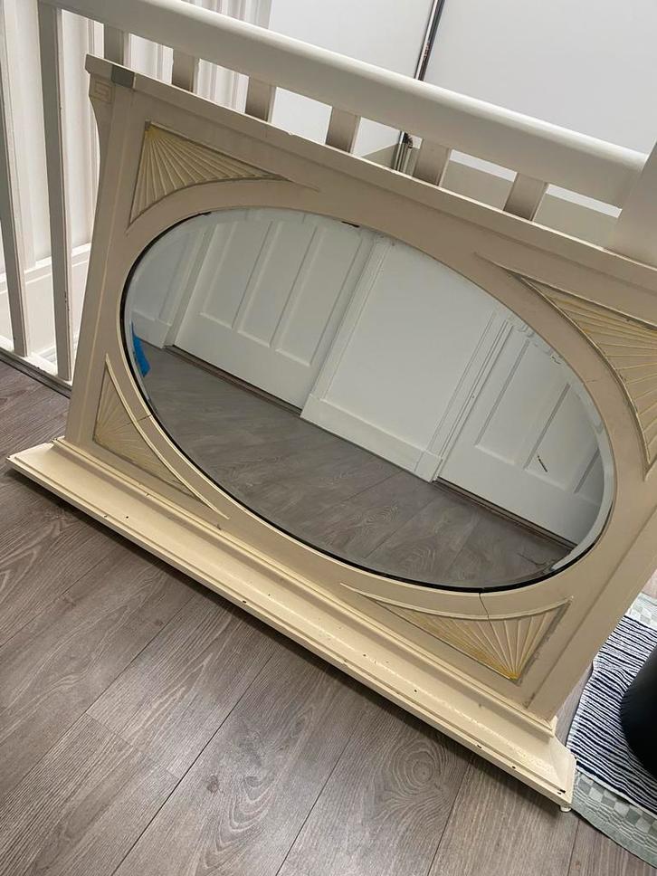 Ovale Brocante Spiegel in Eiken Lijst, Huis en Inrichting, Woonaccessoires | Spiegels, Gebruikt, 75 tot 100 cm, 100 tot 150 cm