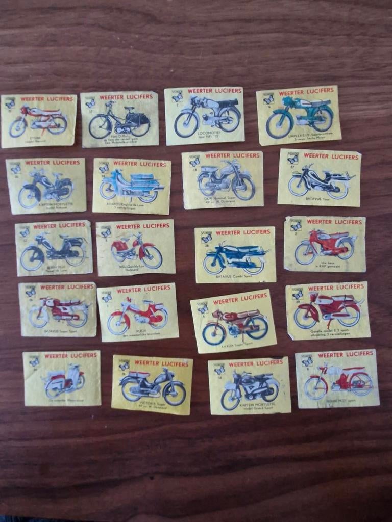 Weerter Lucifers Motorfietsen - Complete Set?, Verzamelen, Merken en Reclamevoorwerpen, Ophalen of Verzenden, Gebruikt, Gebruiksvoorwerp