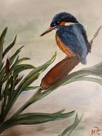 Ijsvogel geschilderd met acrylverf, Antiek en Kunst, Ophalen