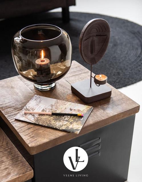 Vaas Op Voet Rond Glas Donkerbruin, Huis en Inrichting, Woonaccessoires | Vazen, Nieuw, Overige kleuren, Minder dan 50 cm, Glas