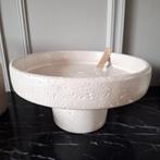 Mooie zware beige travertin marmer look schaal op voet, Rond, Ophalen of Verzenden, X, X