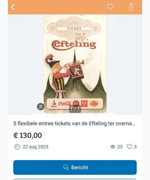OPLICHTING EFTELING KAARTJES KOOP NIET ONLINE!, Tickets en Kaartjes, Recreatie | Pretparken en Attractieparken