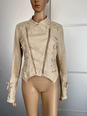 G331 Superstar mt 38=M linnen jasje bikerjasje beige blazer beschikbaar voor biedingen