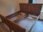 Antiek Eiken Ledikant 2x 1-persoons + Auping Spiralen, Huis en Inrichting, Slaapkamer | Bedden, 90 cm, Eenpersoons, Bruin, 190 cm of minder