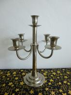 stevige kandelaar metaal, 5 kaarsen, zilverkleurig, Gebruikt, 25 tot 50 cm, Verzenden, Metaal