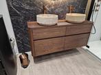 Massief eiken houten badmeubel met ronde hoeken 140cm, 100 tot 150 cm, Verzenden, Nieuw, Minder dan 100 cm