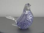Vogeltje Gränna Glasbruk Sweden paarsblauw kristal en zilver, Ophalen of Verzenden