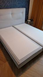 Heerlijk luxe boxpring bed zonder matrassen 180x200, Blauw, 180 cm, Modern, Zo goed als nieuw