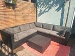 Loungeset, Tuinset Zwart met grijze kussens, Ophalen, Gebruikt