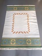 Vintage Zweeds wollen vloerkleed, rollakan, tapijt, Groen, Scandinavisch design, 100 tot 150 cm, Geen