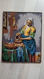 Geborduurd doek,  het melkmeisje van Vermeer, Huis en Inrichting, Ophalen of Verzenden, Zo goed als nieuw