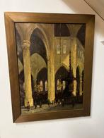 Antiek schilderij. (Kerk interieur), Antiek en Kunst, Kunst | Schilderijen | Klassiek, Ophalen of Verzenden
