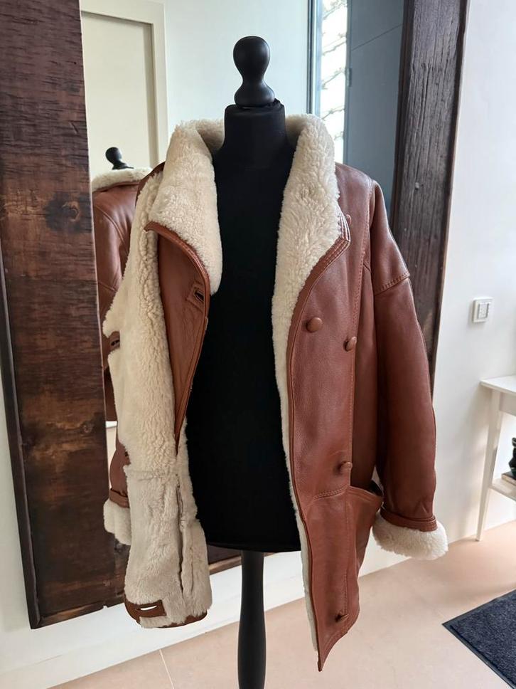 Leren jas met bontvoering lammy mt s/m, Kleding | Dames, Jassen | Winter, Zo goed als nieuw, Maat 36 (S), Bruin, Ophalen of Verzenden