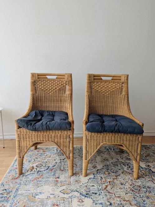 2 houten rieten stoelen, Huis en Inrichting, Stoelen, Zo goed als nieuw, Twee, Bruin, Ophalen