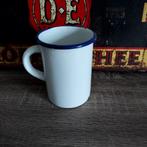 Emaille beker wit hoog met kobalt blauwe rand, Antiek en Kunst, Antiek | Emaille, Ophalen of Verzenden