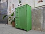 Vintage Groene Opberg Kast met Laden | Houten Ladekast, Ophalen of Verzenden, Gebruikt
