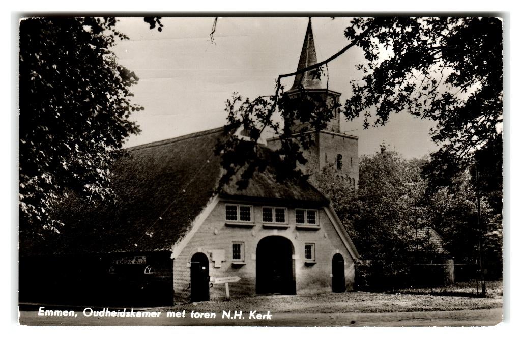 Emmen, Oudheidskamer met toren N.H. Kerk, Ophalen of Verzenden, 1960 tot 1980, Gelopen, Drenthe
