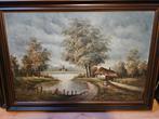 Boerderij in landschap met molen maten 74 bij 103, Antiek en Kunst, Kunst | Schilderijen | Klassiek, Ophalen