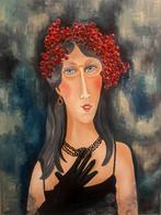 Schilderij Vrouw Acryl op Canvas Doek., Ophalen