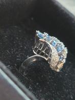 Elegant 18 karaat mooie dames ring zeldzaam saffier &Diamant, Ophalen, 18 tot 19, Zo goed als nieuw, Met edelsteen