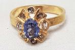 Ring 18kt aquamarijn diamant vintage., Sieraden, Tassen en Uiterlijk, Antieke sieraden, Goud, Met edelsteen, Ophalen of Verzenden