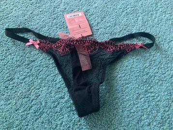 Hunkemoller zwart roze string onderbroek slipje maat L