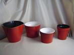 Vintage 4 rode aardewerken bloempotten, Gebruikt, Rond, Binnen, Ophalen of Verzenden
