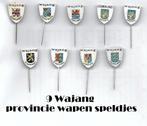 sp101 -- Wajang provincie - wapen speldjes -- 9 stuks, Verzamelen, Verzenden, Gebruikt, Overige onderwerpen