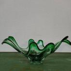 Vintage Groen glazen fruitschaal Murano glas schaal 112, Ophalen of Verzenden