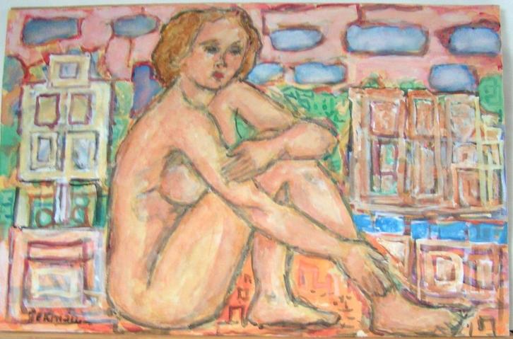H.Bekman De Nieuwe Haagse School een naakt pose(sepia krijt), Antiek en Kunst, Kunst | Tekeningen en Foto's, Ophalen of Verzenden