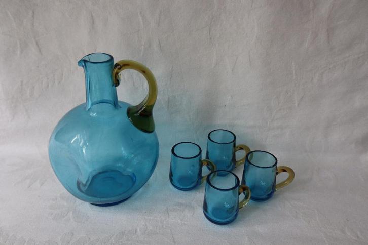 Antiek Jugendstil set karaf en glazen George Sand, Antiek en Kunst, Antiek | Glas en Kristal, Ophalen of Verzenden