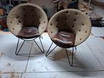 Vintage fauteuils met lederen zitting ptmd collection, Ophalen, Gebruikt, Twee, Bruin
