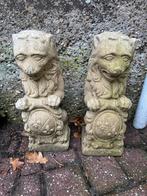 Set oude voordeur beeldjes. Leeuwen met schil kalkzandsteen, Ophalen of Verzenden, Zo goed als nieuw, Hout