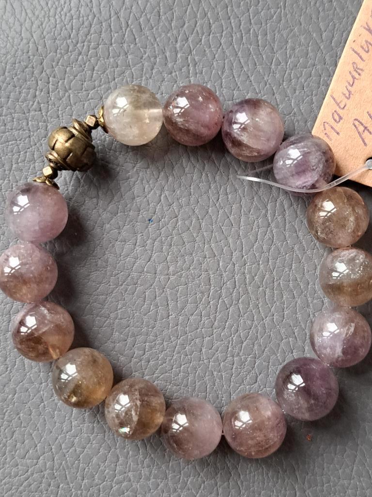 474 Edelsteen armband Natuurlijke Auraliet 23 Canada 13,7mm, Overige kleuren, Nieuw, Ophalen of Verzenden, Elastiek