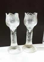 set twee tulpen kandlaars, Antiek en Kunst, Antiek | Glas en Kristal, Ophalen of Verzenden