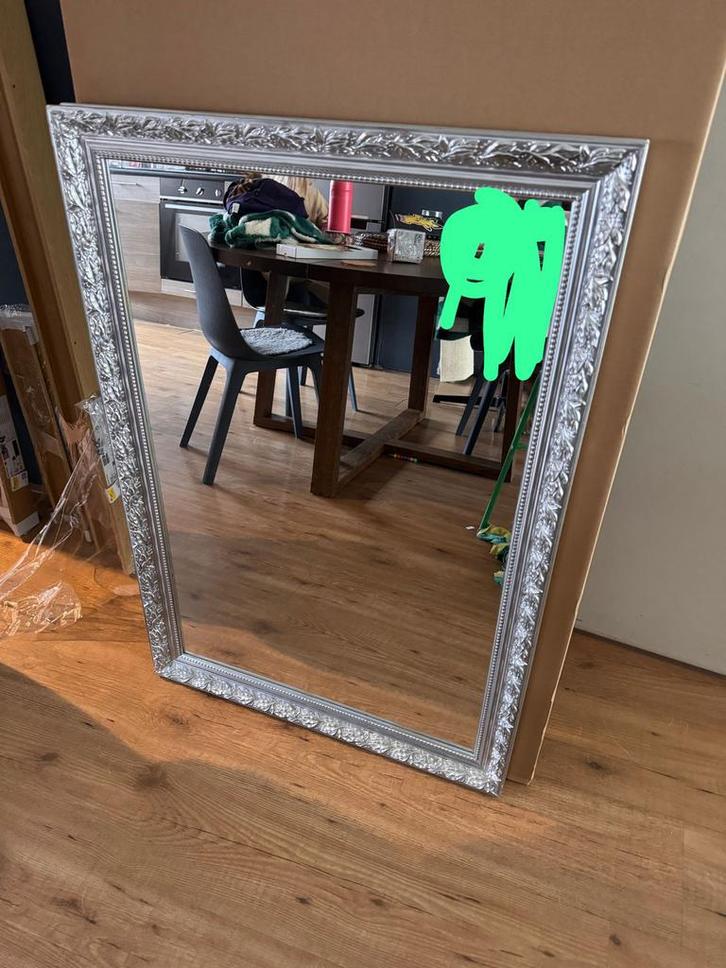 Zilveren Brocante Spiegel, Huis en Inrichting, Woonaccessoires | Spiegels, Gebruikt, 50 tot 75 cm, Minder dan 100 cm, Rechthoekig