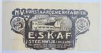 Mooi oud briefhoofd van de ESKAF Steenwijk, gebouw, stempels, Antiek en Kunst, Antiek | Keramiek en Aardewerk, Ophalen of Verzenden