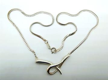 Zilveren ketting met gevlochten designhanger, 42 cm, 925 beschikbaar voor biedingen