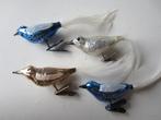 4 glazen vogeltjes op knijpertjes kerstballen, Ophalen of Verzenden, Gebruikt