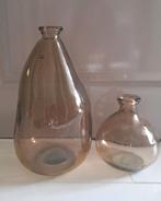 Set van 2 glazen bruine japandi deukvazen, Huis en Inrichting, Overige kleuren, Nieuw, Ophalen of Verzenden, Glas